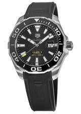 Shop Tag Heuer Aquaracer Calibre 5 Automatic Black Dial Black Rubber Strap Watch for Men - WAY201A.FT6142 in USA