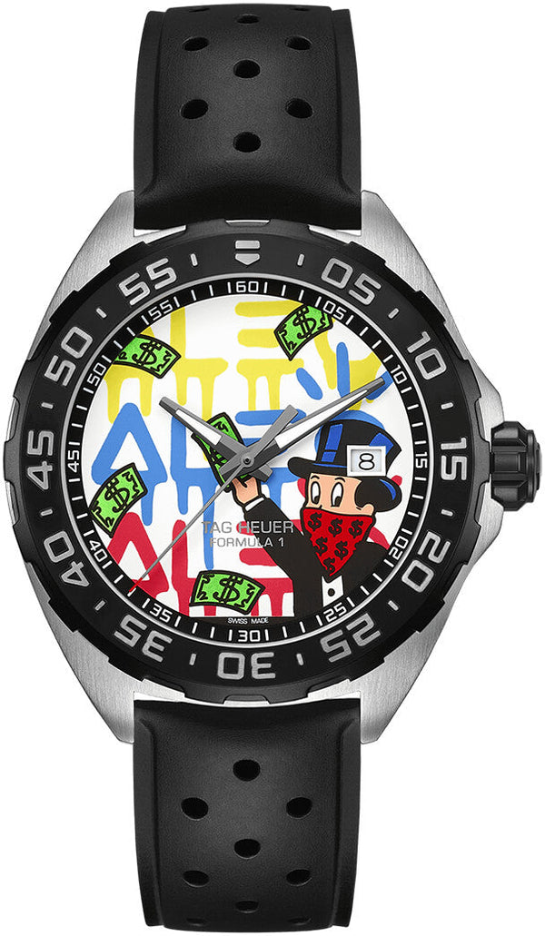 Shop Tag Heuer Formula 1 Alec Monopoly Special Edition Black Rubber Strap Watch for Men - WAZ1119.FT8023 in USA