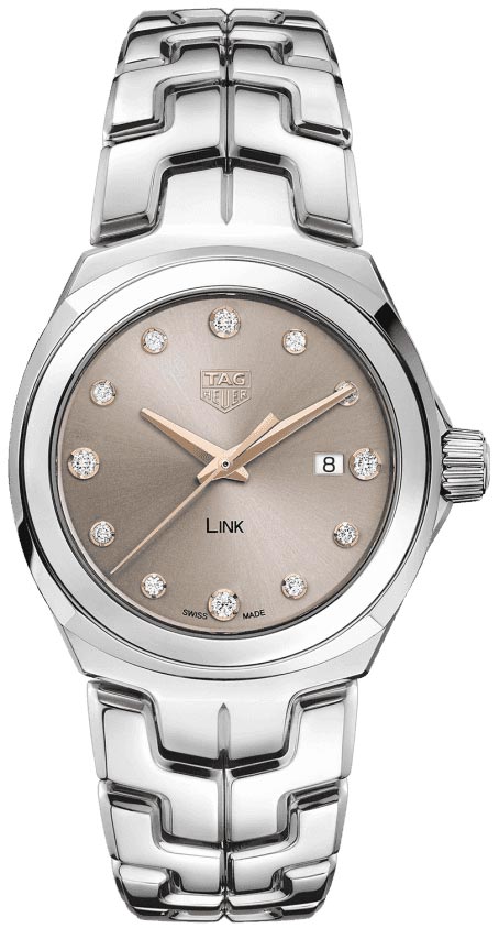 Shop Tag Heuer Link Quartz Brown Dial Silver Steel Strap Watch for Women - WBC131E.BA0649 in USA
