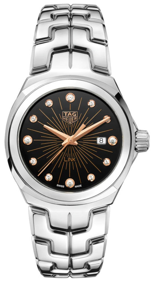 Shop Tag Heuer Link Quartz Black Dial Silver Steel Strap Watch for Women - WBC131F.BA0649 in USA