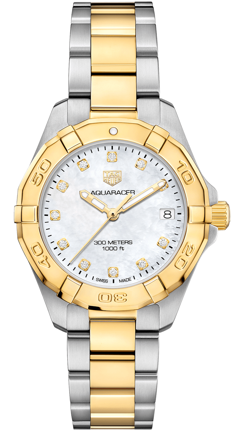 Tag Heuer Aquaracer White Mother of Pearl Dial Two Tone Steel Strap Watch for Women - WBD1322.BB0320 Buy Now By Tag Heuer