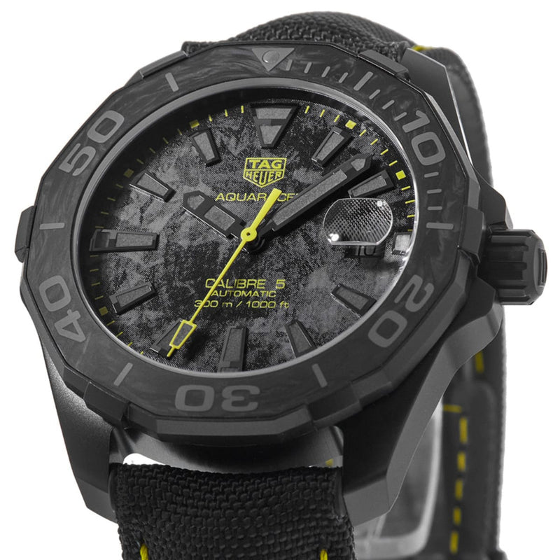 Tag Heuer Aquaracer Calibre 5 Black NATO Strap Carbon Dial Watch for Men - WBD218B.FC6446 Buy Now By Tag Heuer