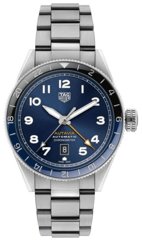 Tag Heuer Autavia Cosc GMT Automatic Blue Dial Silver Steel Strap Watch for Men - WBE511A.BA0650 Buy Now By Tag Heuer