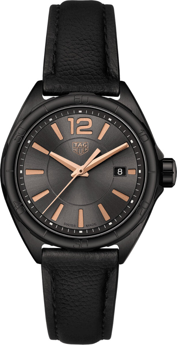Shop Tag Heuer Formula 1 Quartz Black Dial Black Leather Strap Watch for Women - WBJ1414.FC8234 in USA