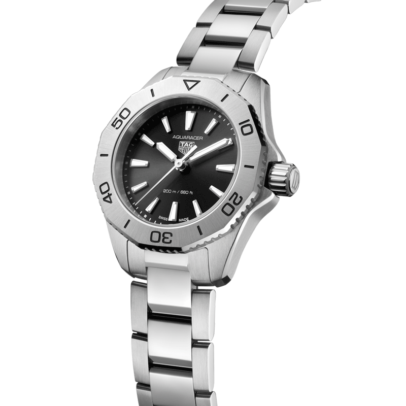Shop Tag Heuer Aquaracer Quartz Black Dial Silver Steel Strap Watch for Women - WBD1410.BA0741 in USA