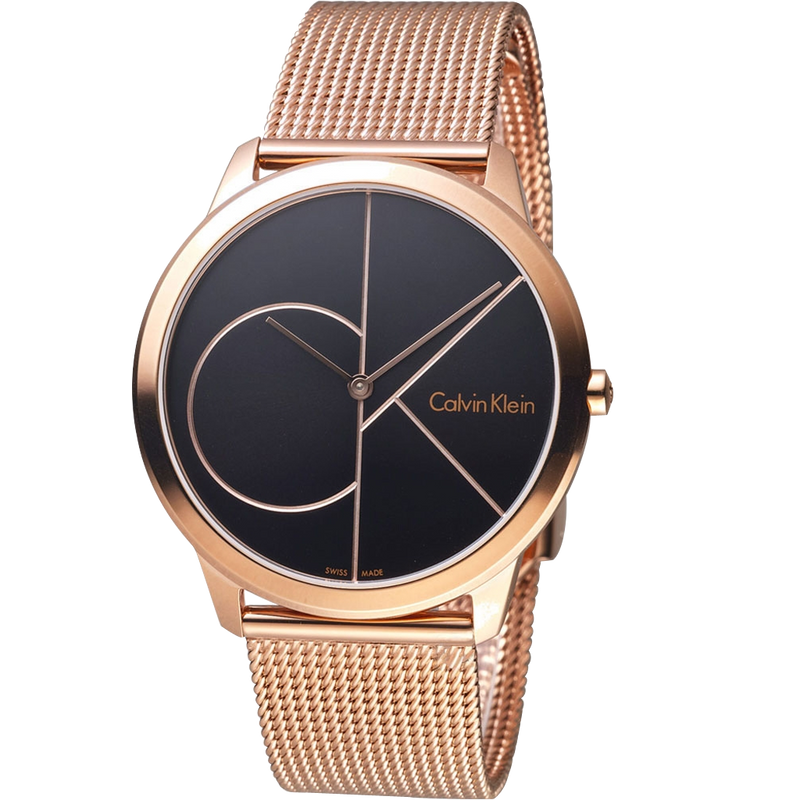 Calvin Klein Minimal Black Dial Rose Gold Mesh Bracelet Watch for Men - K3M21621 Buy Now By Calvin Klein