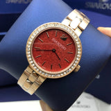 Shop Swarovski Daytime Quartz Coral Dial Rose Gold Steel Strap Watch for Women - 5182250 in USA