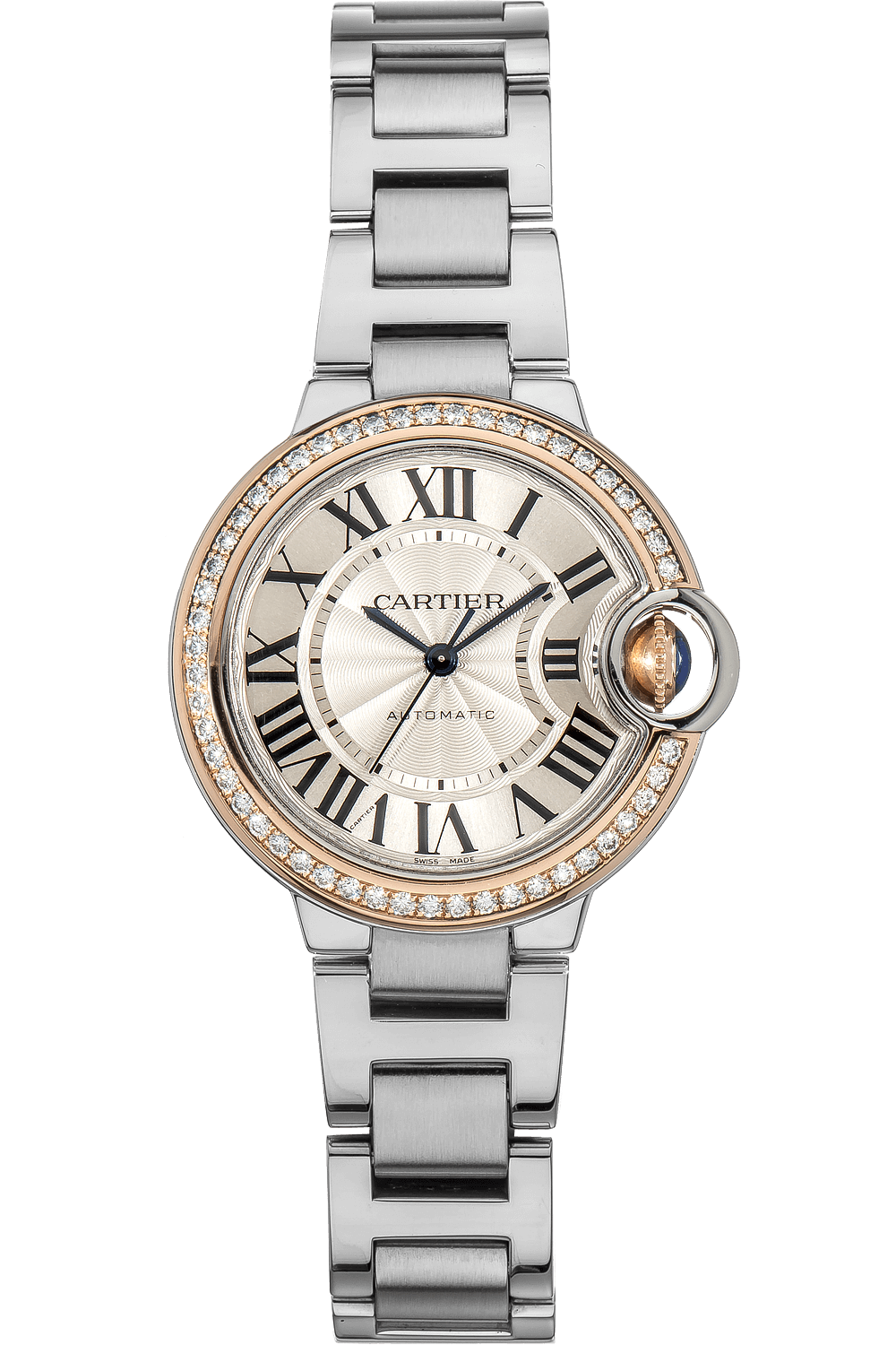 Cartier Ballon Bleu De Cartier Diamonds Silver Dial Silver Steel Strap Watch for Women - WE902080