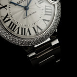 Shop Cartier Ballon Bleu De Cartier Diamonds Silver Dial Silver Steel Strap Watch for Women - WE902035 in USA