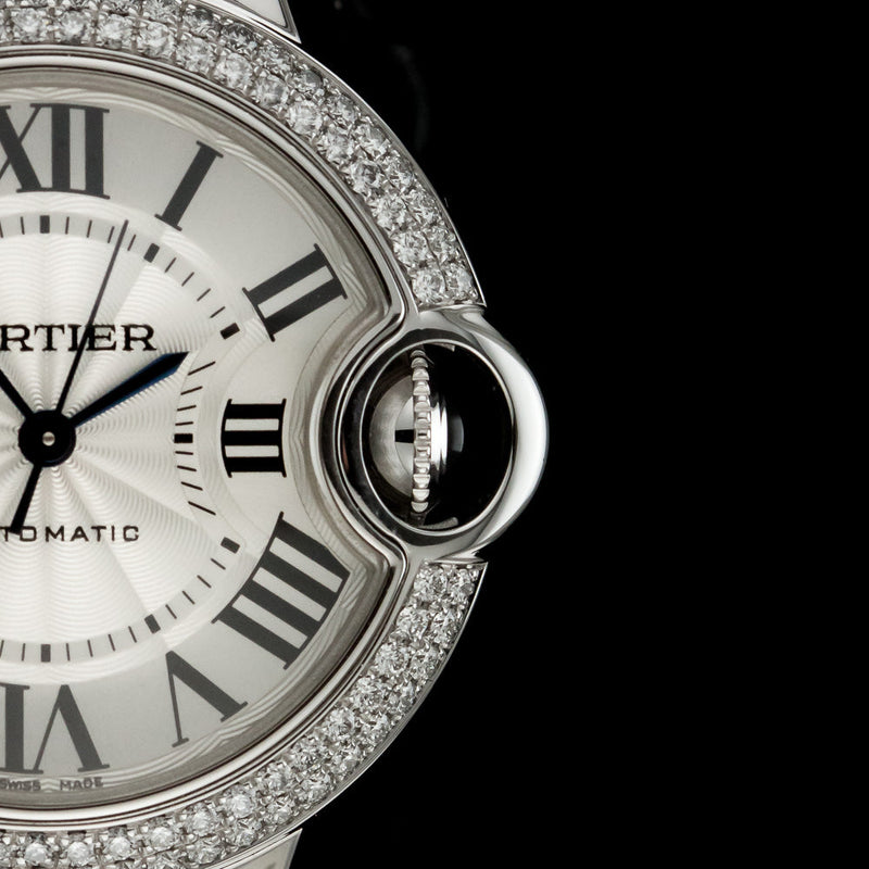 Shop Cartier Ballon Bleu De Cartier Diamonds Silver Dial Silver Steel Strap Watch for Women - WE902035 in USA