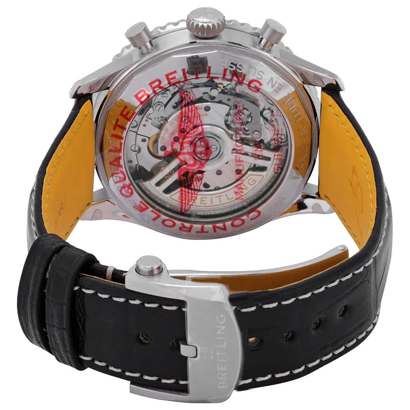 Shop Breitling Navitimer B01 Chronograph 43 Silver Dial Black Leather Strap Watch for Men - AB0138241G1P1 in USA
