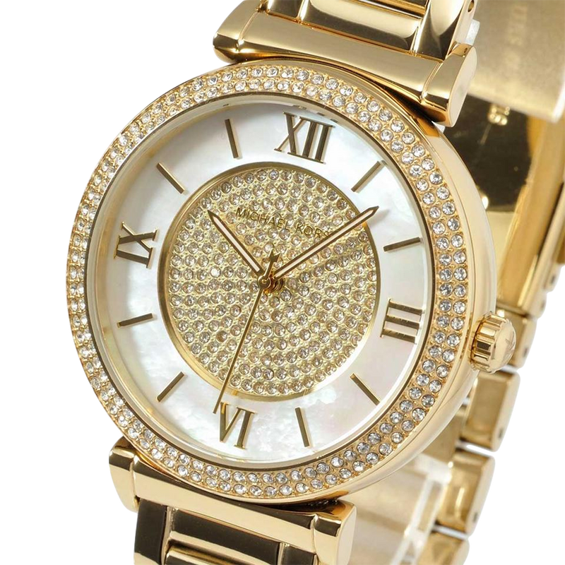 Michael Kors Catlin Mother of Pearl Dial Gold Steel Strap Watch for Women - MK3332 Buy Now By Michael Kors
