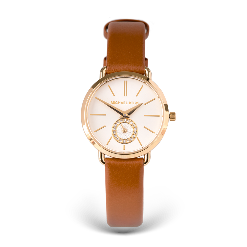 Michael Kors Portia Quartz White Dial Brown Leather Strap Watch For Women - MK2734 Buy Now By Michael Kors