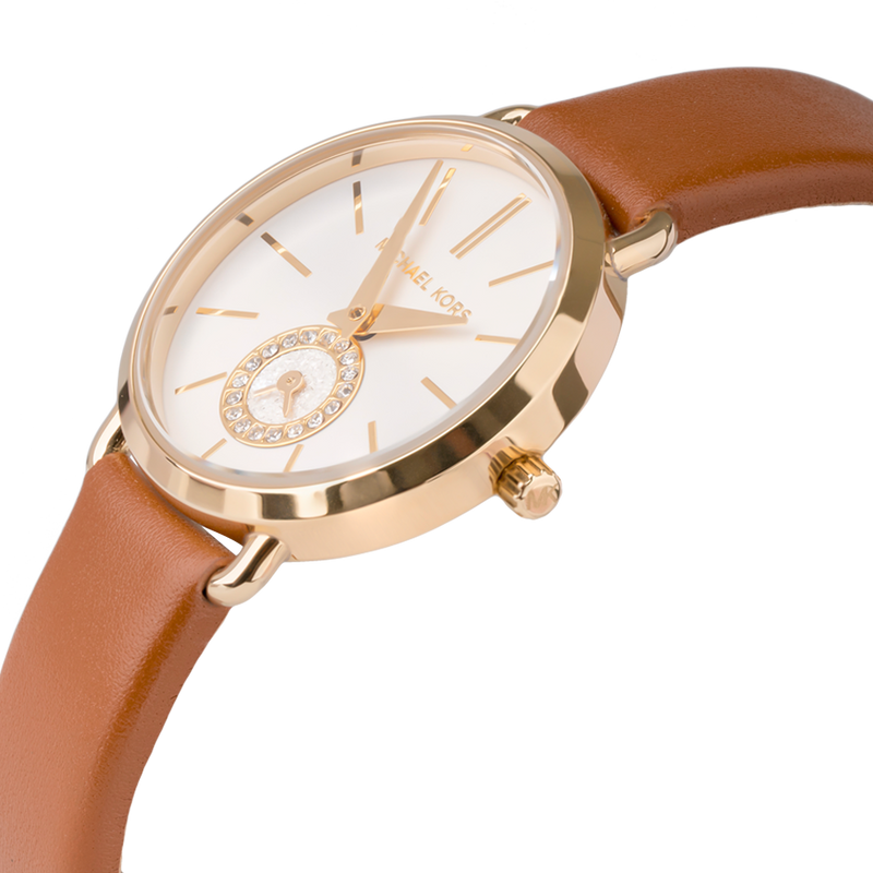 Michael Kors Portia Quartz White Dial Brown Leather Strap Watch For Women - MK2734 Buy Now By Michael Kors