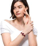 Swarovski Crystal Flower Red Dial Red Leather Strap Watch for Women - 5552780