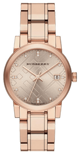 Burberry The City Diamonds Rose Gold Dial Rose Gold Steel Strap Watch for Women - BU9126 Buy Now By Burberry