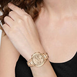 Hugo Boss Carnation Chronograph Gold Dial Gold Steel Strap Watch for Women - 1502592