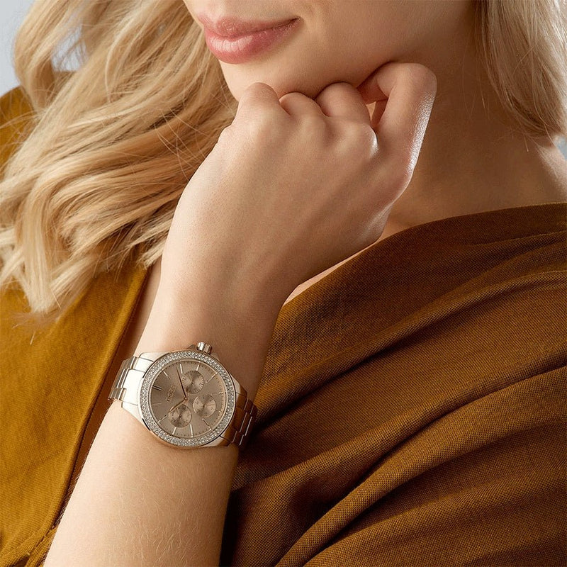 Shop Hugo Boss Premiere Rose Gold Dial with DIamonds Rose Gold Steel Strap Watch for Women - 1502443 in USA