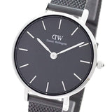 Daniel Wellington Petite Ashfield Black Dial Black Mesh Strap Watch For Women - DW00100246