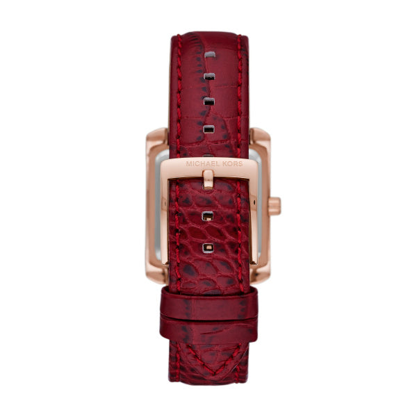 Michael Kors Emery Quartz Diamonds Silver Dial Red Leather Strap Watch For Women - MK4689 Buy Now By Michael Kors