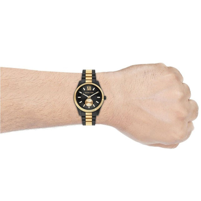 Michael Kors Lexington Quartz Black Dial Two Tone Steel Strap Watch For Men - MK8948 Buy Now By Michael Kors