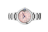 Shop Cartier Ballon Bleu de Cartier Pink Dial Silver Steel Strap Watch for Women - WSBB0046 in USA