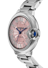 Shop Cartier Ballon Bleu de Cartier Pink Dial Silver Steel Strap Watch for Women - WSBB0046 in USA