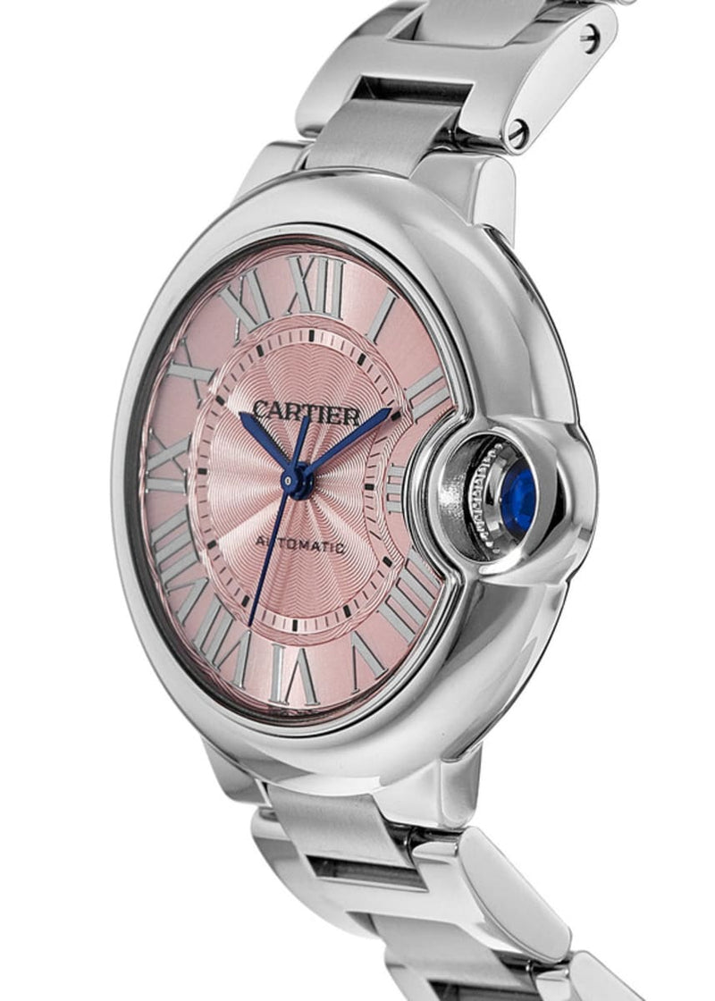 Shop Cartier Ballon Bleu de Cartier Pink Dial Silver Steel Strap Watch for Women - WSBB0046 in USA