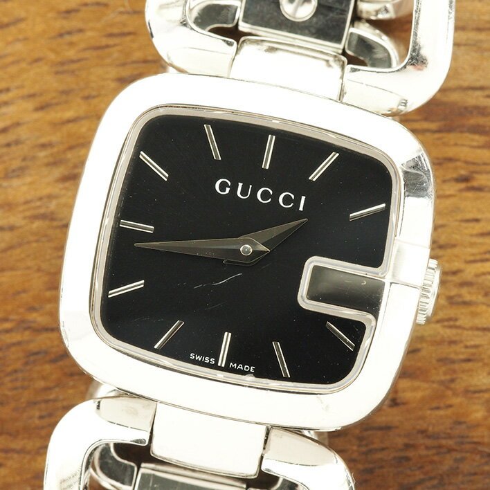 Shop Gucci G Gucci Black Dial Silver Steel Strap Watch For Women - YA125510 in USA
