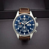 Shop IWC Pilot’s Watch Chronograph Edition “Le Petit Prince” Blue Dial Brown Leather Strap Watch for Men - IW377714 in USA