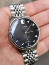 Gucci G Timeless Automatic Black Dial Silver Steel Strap Watch For Men - YA126353 Buy Now By Gucci