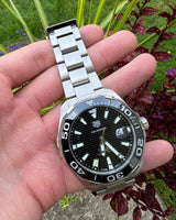 Tag Heuer Aquaracer Black Dial Silver Steel Strap Strap Watch for Men - WAY201A.BA0927 Buy Now By Tag Heuer