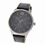 Shop Tommy Hilfiger Damon Multifunction Black Dial Black Leather Strap Watch for Men - 1791417 in USA