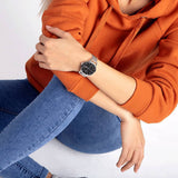 Calvin Klein Even Black Dial Silver Mesh Bracelet Watch for Women - K7B23121