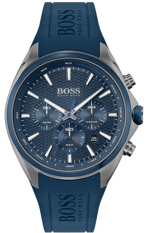 Hugo Boss Distinct Chronograph Blue Dial Blue Rubber Strap Watch for Men - 1513856