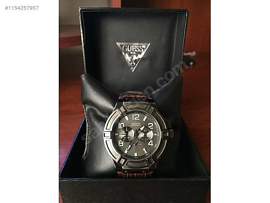 Guess Rigor Analog Quartz Black Dial Brown Leather Strap Watch For Men - W0040G2 Buy Now By Guess