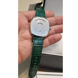 Shop Gucci Grip Quartz Silver Dial Green Leather Strap Watch For Women - YA157414 in USA