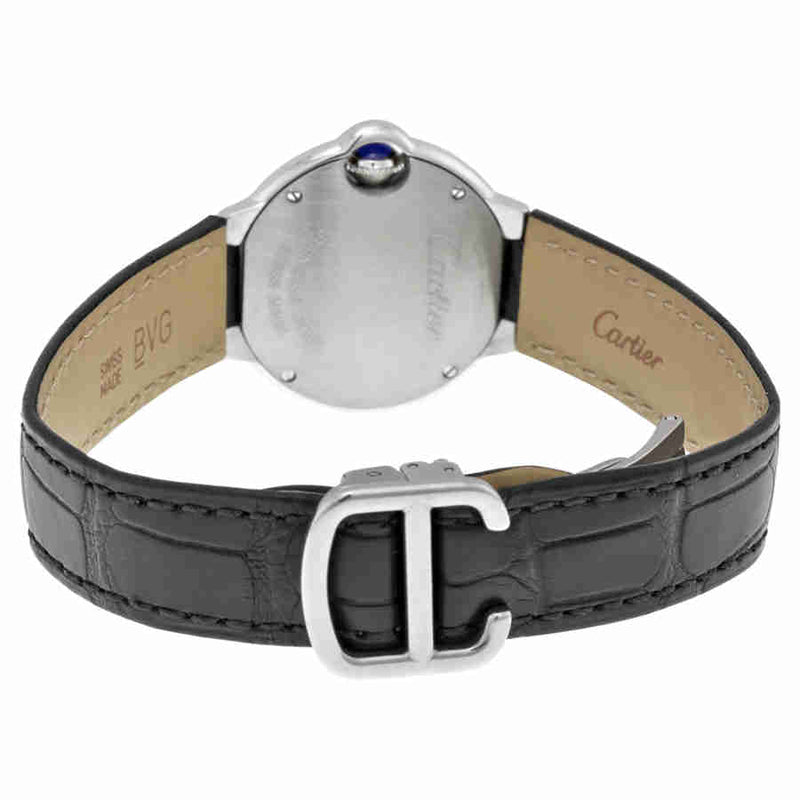 Cartier Ballon Bleu de Cartier Diamonds Silver Dial Black Leather Strap Watch for Women - W4BB0008 Buy Now By Cartier