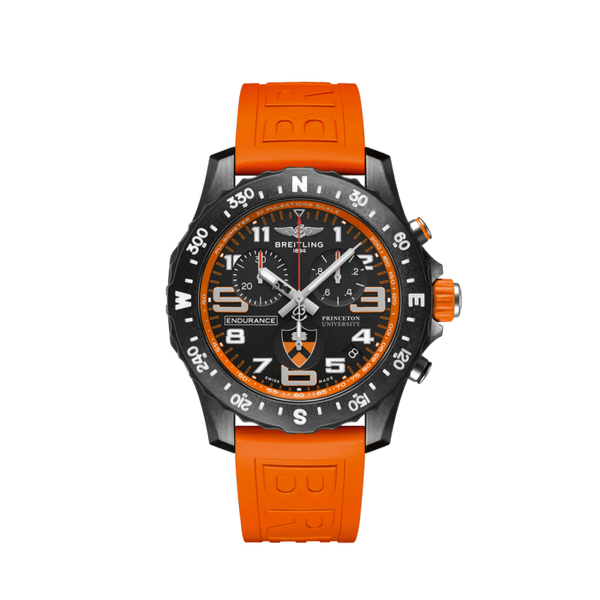 Breitling Endurance Pro Princeton University Edition Black Dial Orange Rubber Strap Watch for Men - X823104C1B1S1