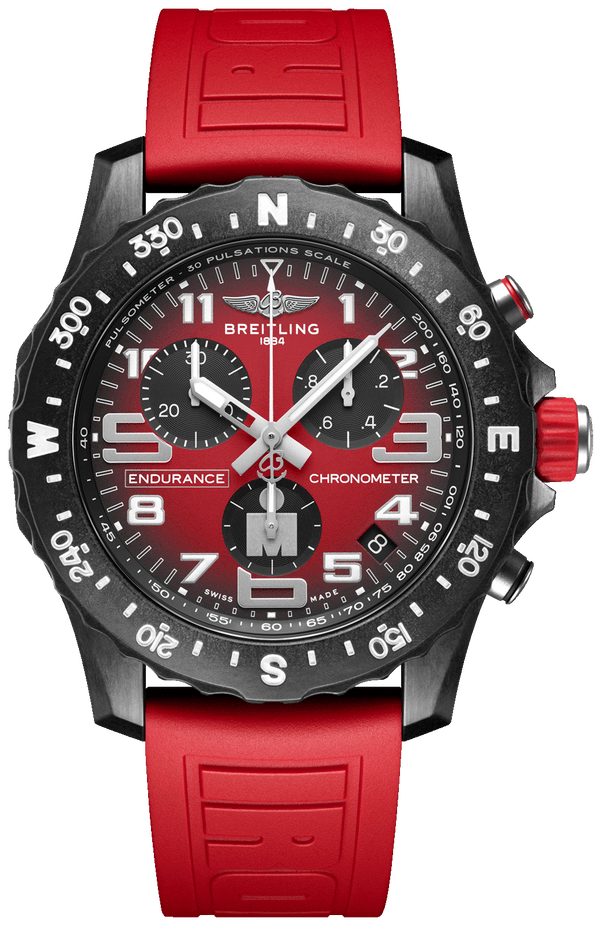 Breitling Endurance Pro Ironman Red Dial Red Rubber Strap Watch for Men - X823109A1K1S1