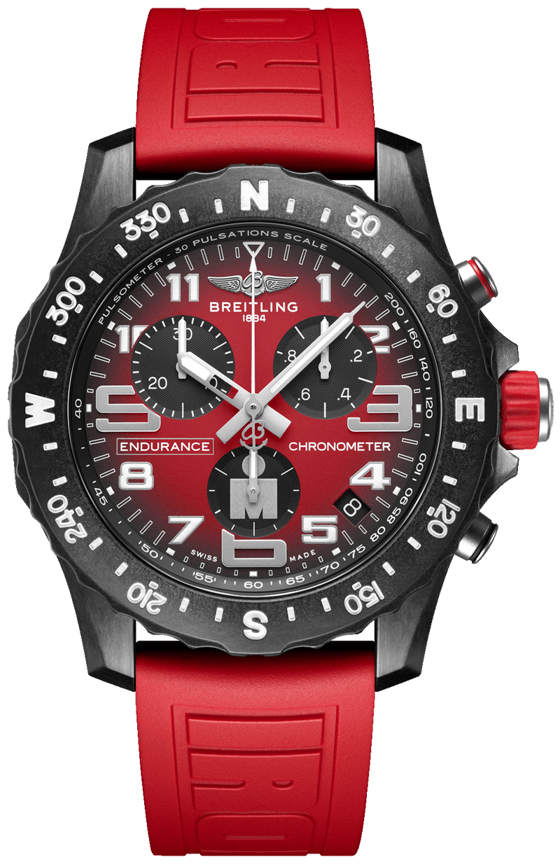 Breitling Endurance Pro Ironman Red Dial Red Rubber Strap Watch for Men - X823109A1K1S1