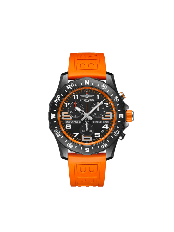 Breitling Endurance Pro Black Dial Orange Rubber Strap Watch for Men - X82310A51B1S1