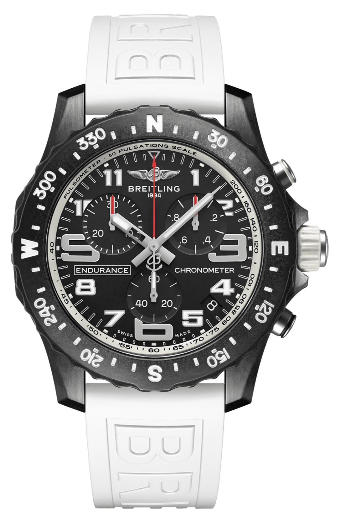 Breitling Endurance Pro Black Dial White Rubber Strap Watch for Men - X82310A71B1S1