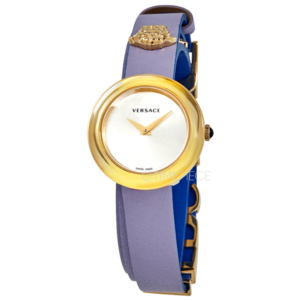Shop Versace V-Flare Silver Dial Purple Leather Strap Watch for Women - VEBN00318 in USA