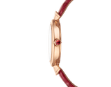Shop Bvlgari Divas Dream Diamonds Mother of Pearl Dial Red Leather Strap Watch for Women - DREAM102840 in USA