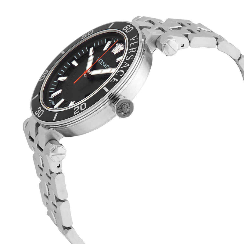Versace Greca Sport Quartz Black Dial Silver Steel Strap Watch For Men - VEZ300321 Buy Now By Versace