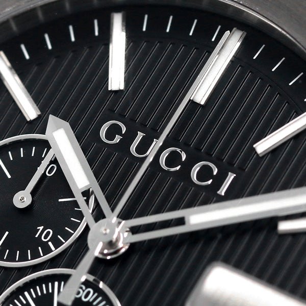 Shop Gucci G Chrono Black Dial Black Leather Strap Watch For Men - YA101205 in USA