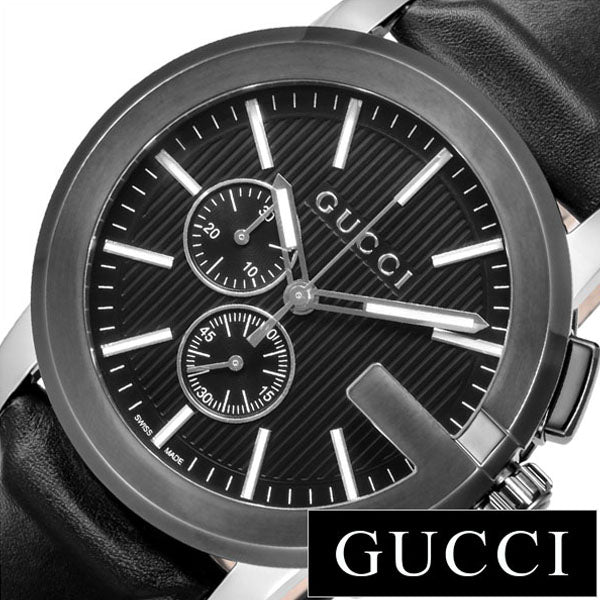 Shop Gucci G Chrono Black Dial Black Leather Strap Watch For Men - YA101205 in USA