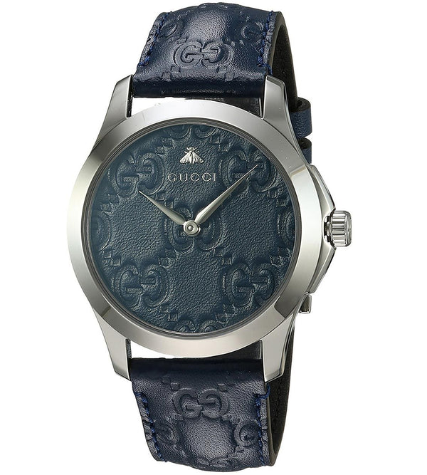 Shop Gucci G Timeless Quartz Blue Dial Blue Leather Strap Watch For Men - YA1264032 in USA