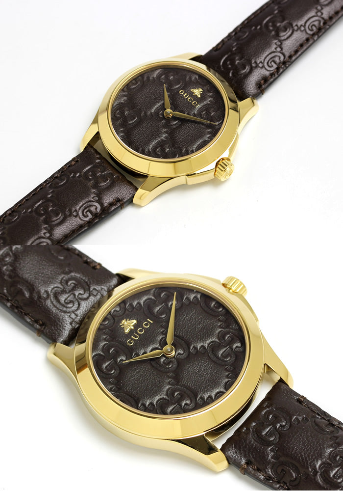 Shop Gucci G Timeless Quartz Brown Dial Brown Leather Strap Watch for Men - YA1264035 in USA